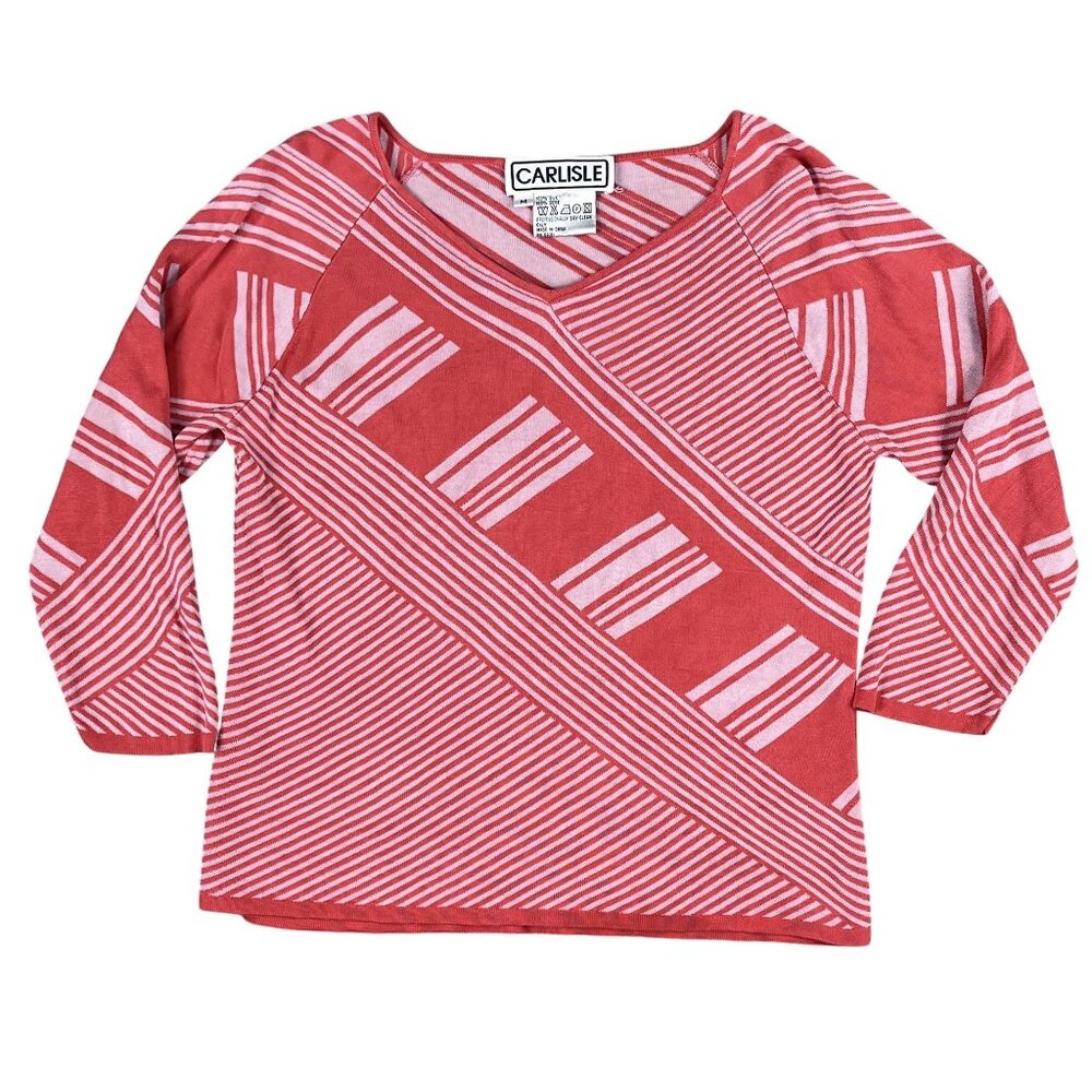 Carlisle 100% Silk Womens Geometric‎ Knit Top Sz Medium